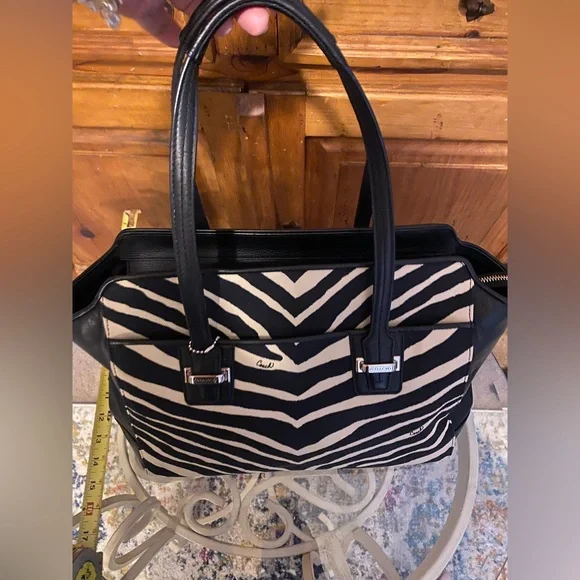 Coach Taylor Zebra Print Tote Shoulder Bag Y2K Silver Hardware - Picture 6 of 16